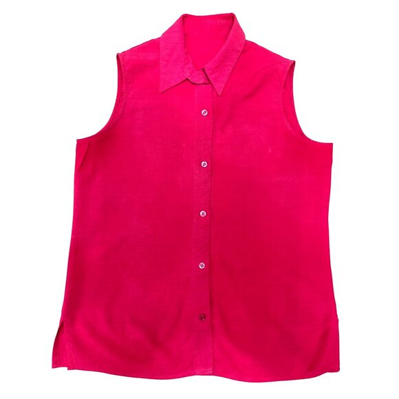 CCC Sleeveless Silhouette Red Button Down Blouse With Collar Size Large - Picture 5 of 6